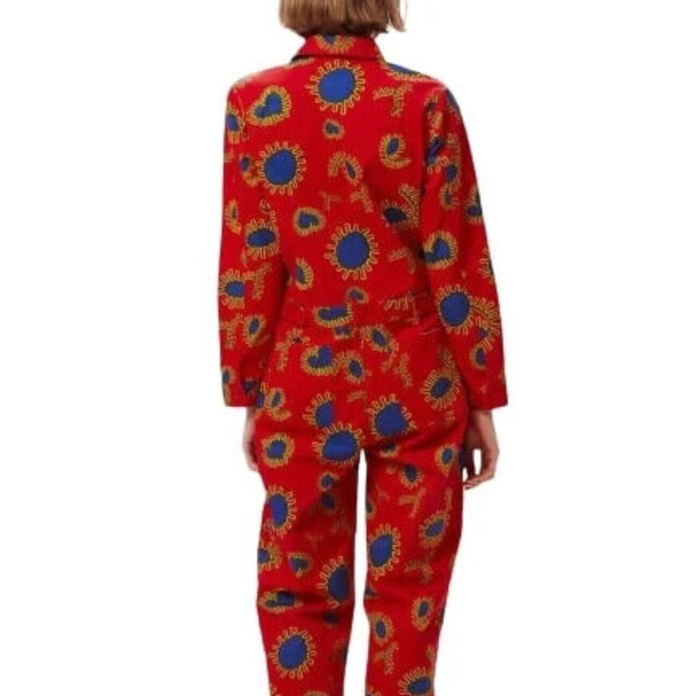 Obey Twill Coverall Jumpsuit "Paisley" Red/Blue - Picture 2 of 11